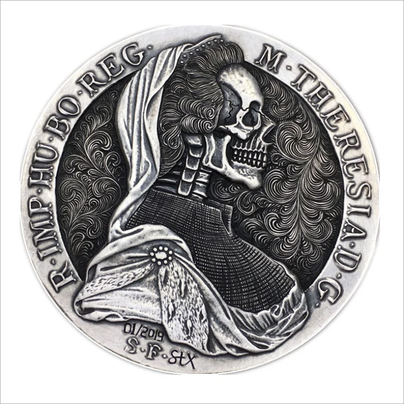 Счастливое винтажное двойное ожерелье с подвеской монеткой в виде орла черепа