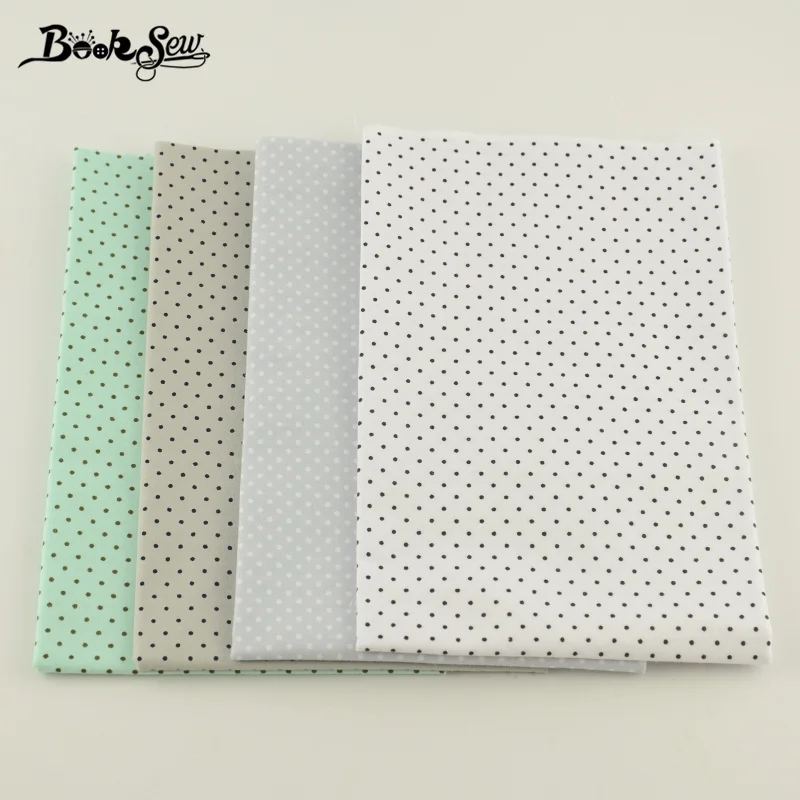 Хлопковая саржевая ткань Booksew 4 шт. простые черно белые точки коллекция одежды