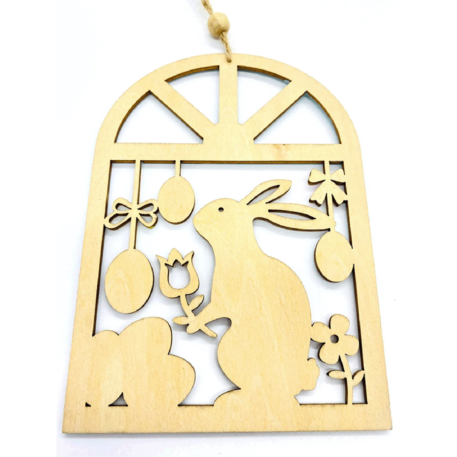 

Festival Party Decorating Easter Hanging Decoration Wooden Simple Bunny Crafts Doll Ornaments Living Room Wall Hanger Home Decor