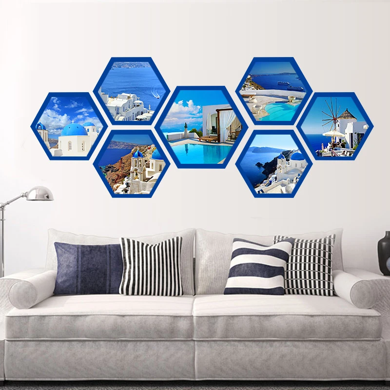 

Hexagon Wood Picture Frames Wall Photo Frame Creative DIY Combination Wall Decoration Mounted Photo Frame Art Ornament Gift