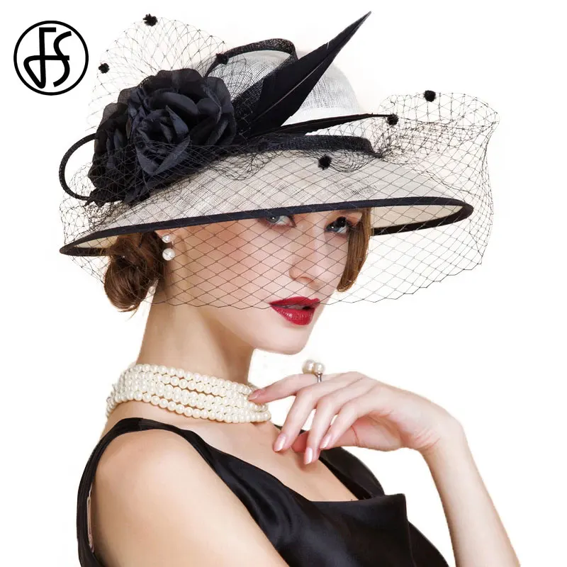 Женская шляпка с цветами FS белая бежевая широкими полями|church hats|hat with veilkentucky derby |