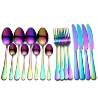 tablewellware stainless steel cutlery set rainbow tableware home kitchen fork spoon knife spoon set dinnerware set dropshipping