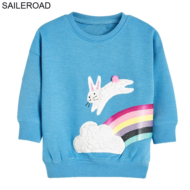 8039 same photo SAILEROAD от 2 до 7 лет Мультфильм Единорог Дети Толстовка Костюм Весна Осень детская Рубашка для Девочек С Длинным Рукавом Толстовки - Цвет: 8039 same photo