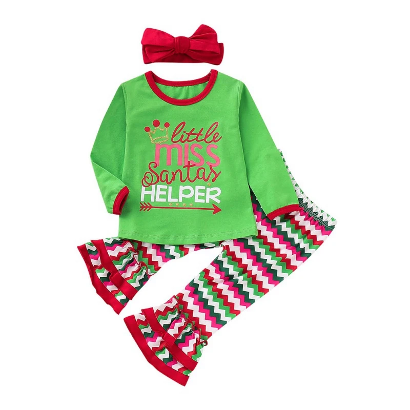 3 шт Рождественский комплект одежды! Милый хлопковый комбинезон с буквенным