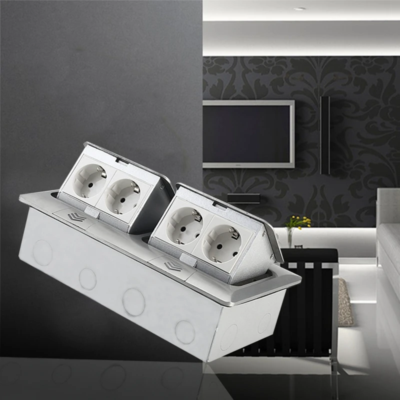 

-Up Ground Power Supply Invisible Electrical Socket with Four European Style Double Socket for Office EU Plug