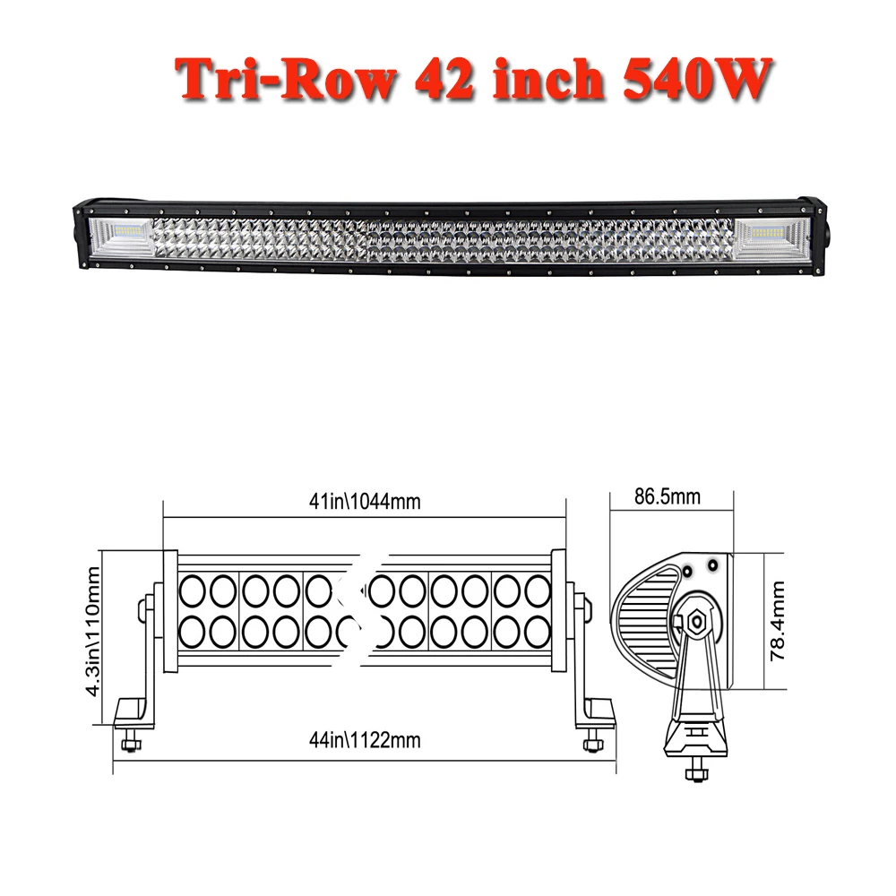 540W no wire kit SKYWORLD 2" 32" 4" 52" дюймов прямой внедорожный светодиодный фонарь 7D трехрядная противотуманная фара для 4x4 4WD грузовик автомобиль ATV Трактор 12 В 24 В - Цвет: 540W no wire kit