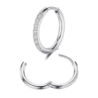 30pcs crystal gem huggie ear ring hoop earrings for women gold color staniless steel wholesale body piercing jewelry nose zircon