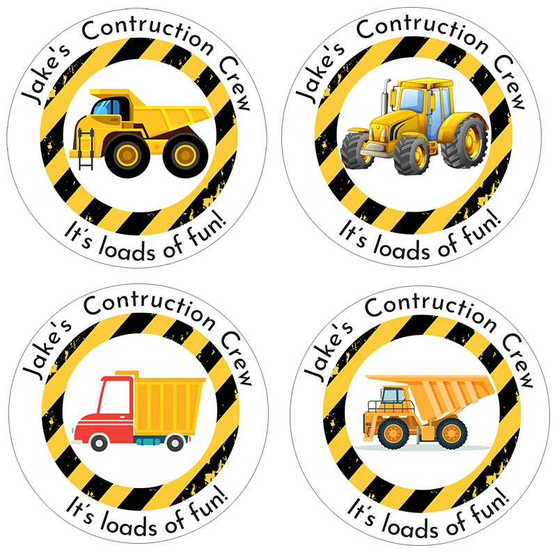 

Custom Construction stickers Birthday Stickers Loads of Fun Stickers Personalized Dump Truck Labels Construction Crew Stickers