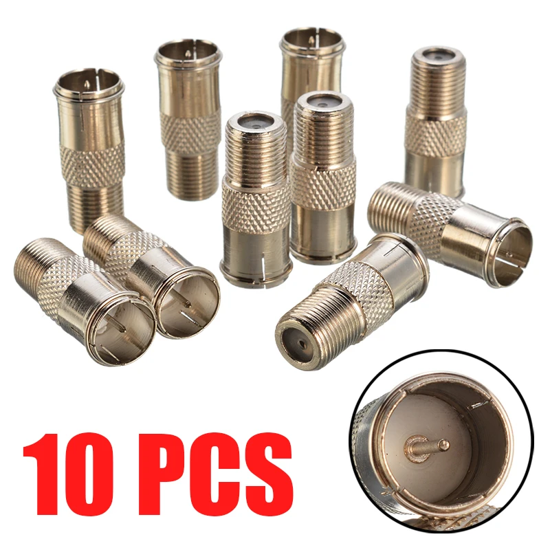 

10pcs Satellite TV Antenna Coax Cable Twist-on F Connector F Plug Male Quick to F Female Socket Cables