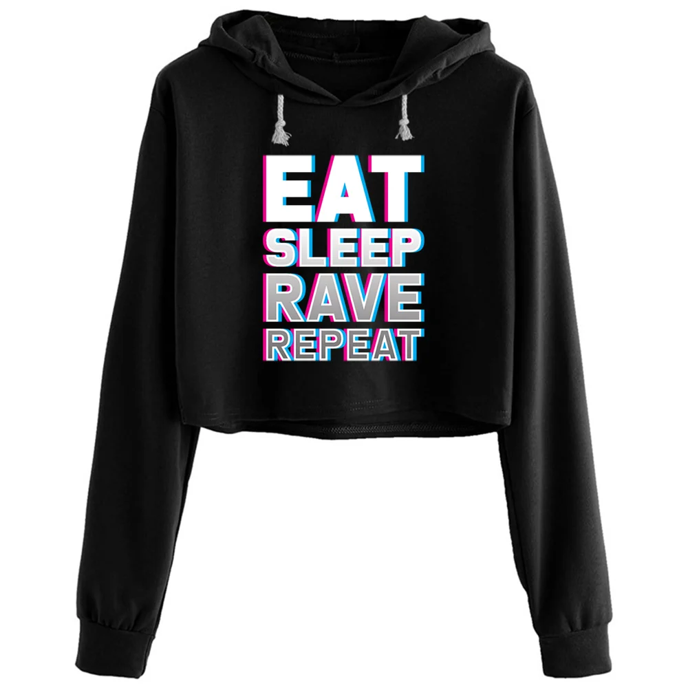 

Edm Elektro Musik Funny Techno Eat Sleep Rave Hoodies Women Kawaii Goth Grunge Harajuku Pullover For Girls