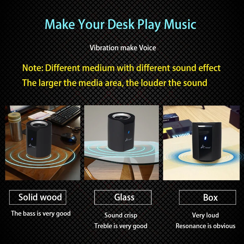 Портативный мини-динамик Adin с вибрацией Bluetooth беспроводной сабвуфер резонансный