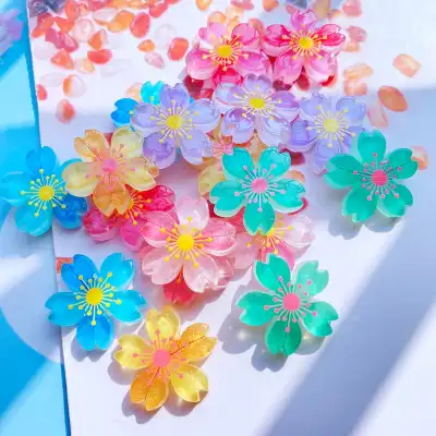 Разноцветные полимерные цветы сакуры, плоские Кабошоны, украшения для волос, аксессуары для волос, декор для скрапбукинга