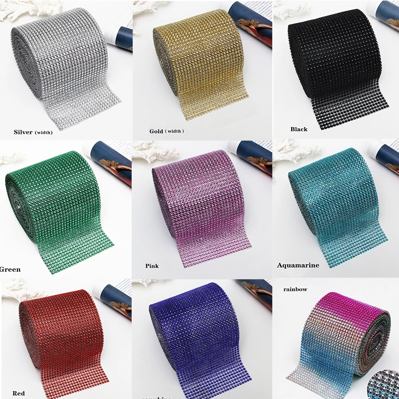 1 ярд 12 см блестящие стразы с горячей фиксацией серебряная Алмазная сетчатая