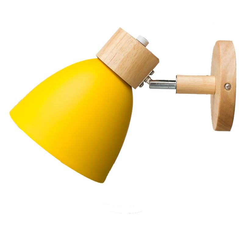 

Nordic Wooden Wall Lamp Modern Minimalist Living Room Bedroom Dining Room Lamp Creative Macaroon Log Corridor Road Lamps