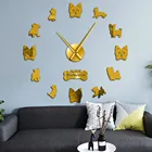 Настенные часы для йоркширского терьера с зеркальными наклейками сделай сам, большие часы, бескаркасные гигантские настенные часы для зоомагазина, владельца Йорка, подарок