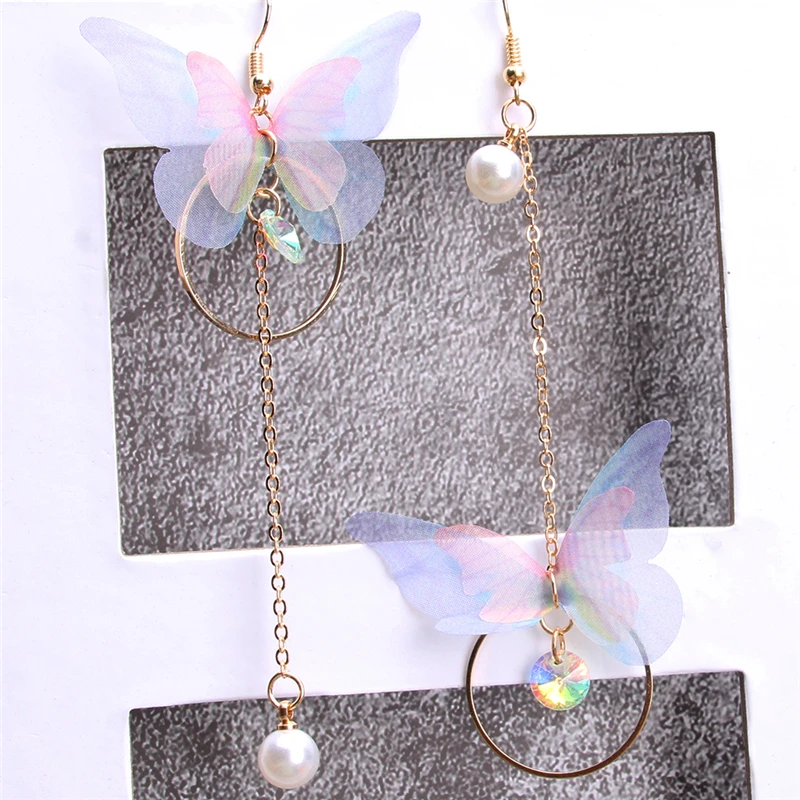 2019 корейский Ретро Асимметричный изысканный кулон бабочка Имитация Жемчуга