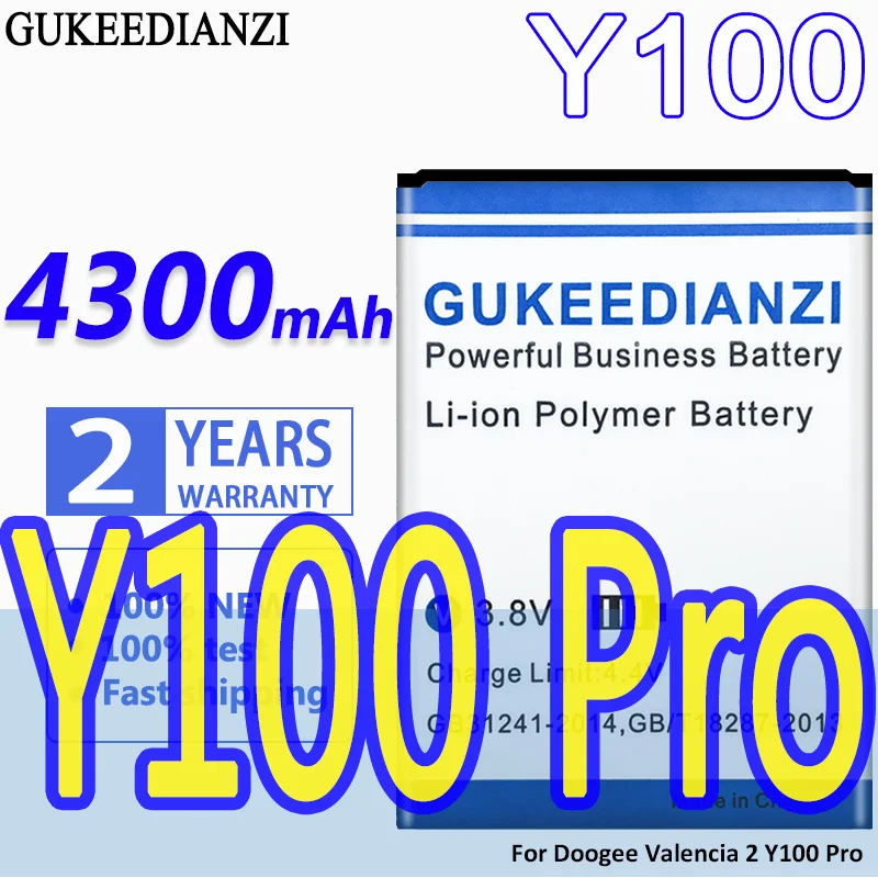 

High Capacity GUKEEDIANZI Battery 4300mAh For Doogee Valencia 2 Y100 Pro Valencia2 Y100Pro