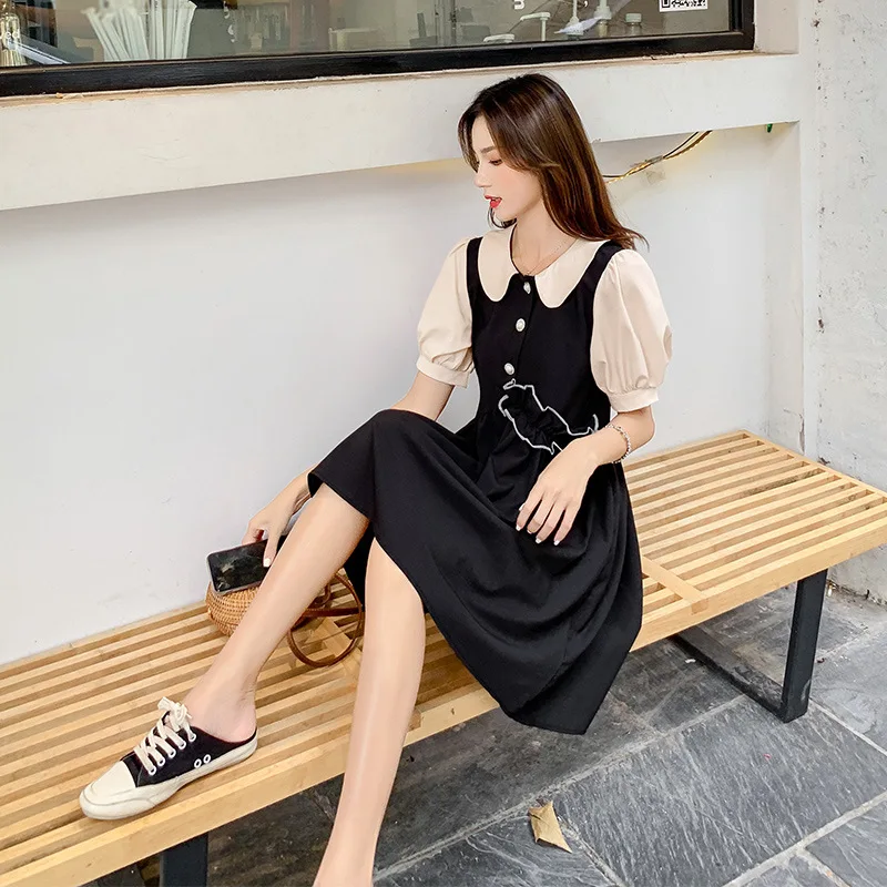 Женское платье-двойка с завышенной талией на молнии свободное Повседневное