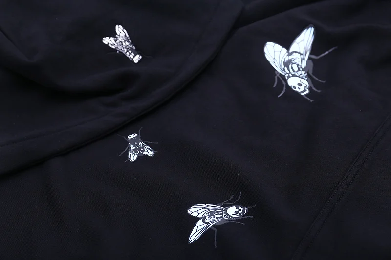 

Winter 2021 Hideaway Flies Print Hooded Sweatshirt HipHip High Street Oversize Hoodies Men Women Fleece Hoodies