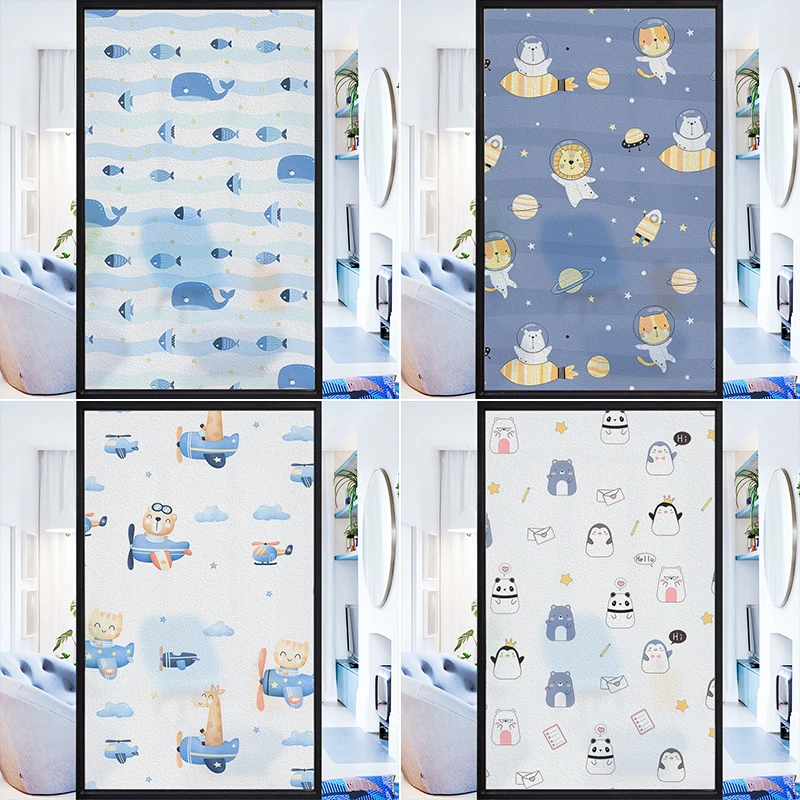 

Cartoon Pattern Window Stickers Frosted Shading Electrostatic Film Opaque Bathroom Bathroom Glass Door PVC Electrostatic Film