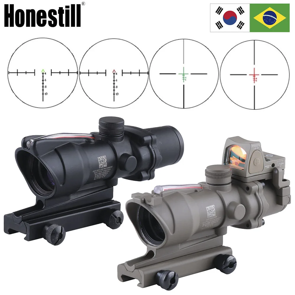 ACOG 4X32 настоящая оптика Красная Зеленая точка с подсветкой 4 стиля сетка RMR