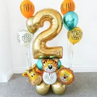 Cyuan Декор джунглей Цифры Набор фольгированных шаров для украшения дня рождения Детские шары для вечеринки сафари тема 1-й 2-й 3-й