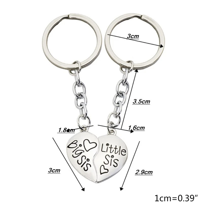 

2 PCS Heart Broken Keyring Keychain couples keychains for lover for Sister Best Friends Birthday Christmas Gifts cat Keyring