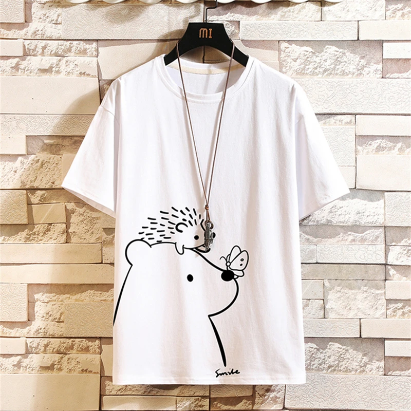 

KALILEX New Spring And Summer Minimalist Cartoon T-Shirt Neutral Men Women T-Shirt Casual Youthful Vitality Cotton Top