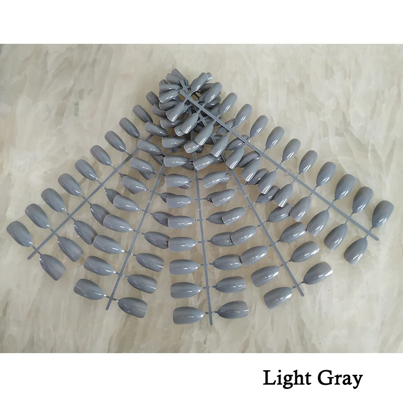 5 X Light Gray Смешанные 18 цветов полное покрытие поддельные ногти короткие остроконечные накладные ногти шпильки миндалевидные ногти яркие цвета дизайн ногтей - Цвет: 5 X Light Gray