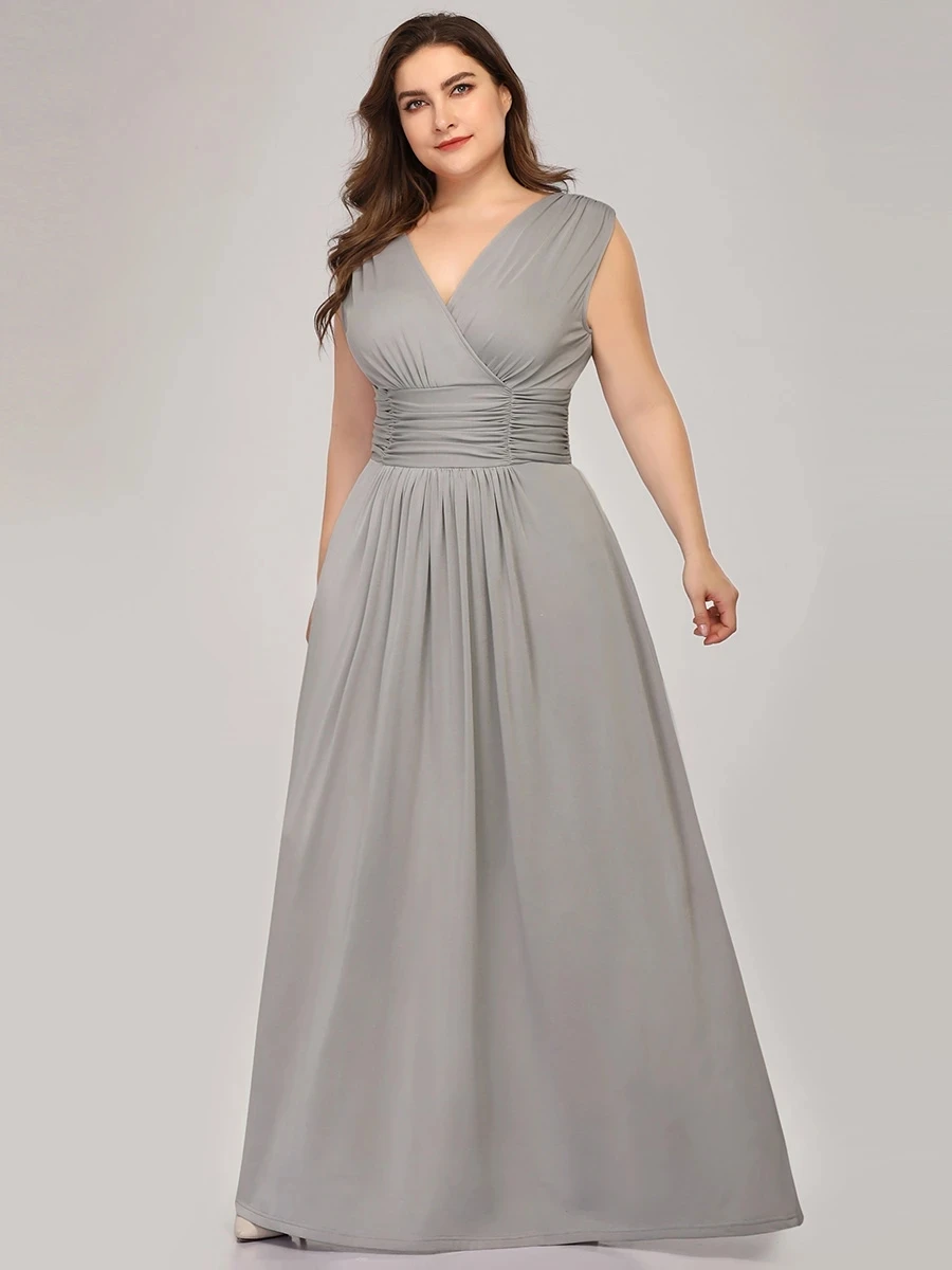 

Plus Size Women's Fashion Double V-Neck Wholesale Bridesmaid Dresses