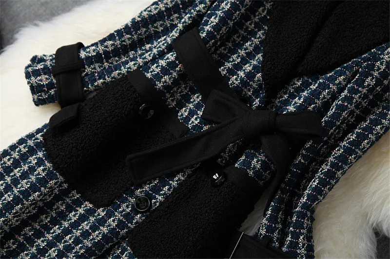 Runway Fashion Winter Tweed Woolen Jackets and Coats Women Elegant Lady Lace Up Vintage Long Wool Blend Overcoat Outerwear