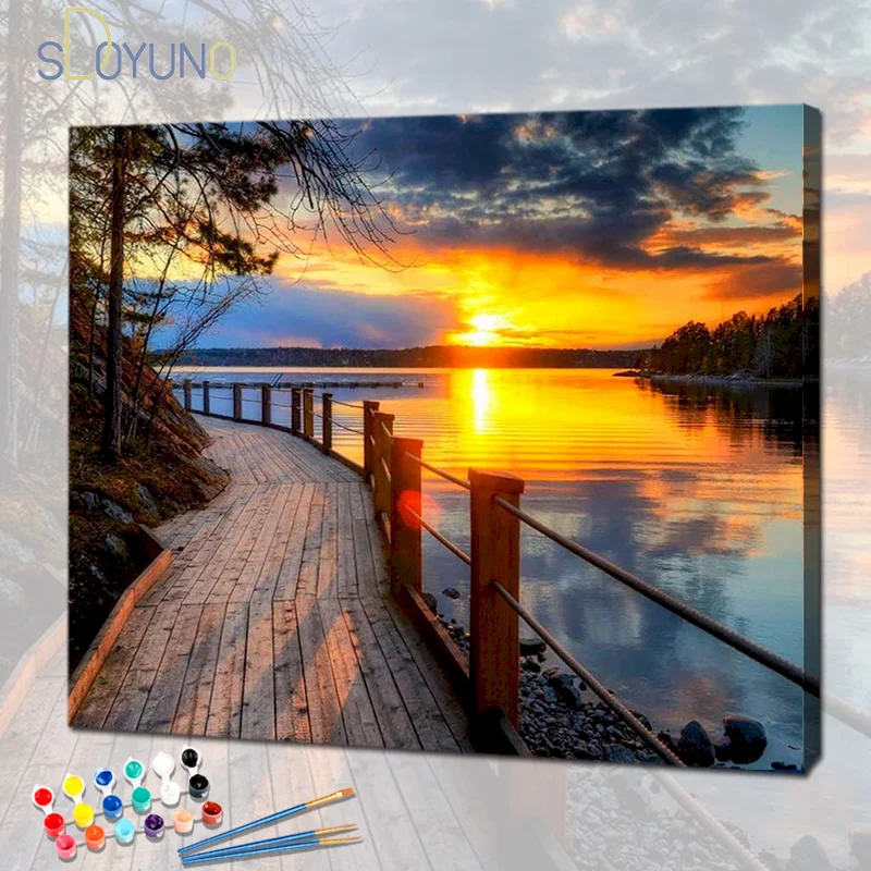 

SDOYUNO 40x50cm Resorts DIY Painting By Number Landscape Modern Home Wall Art Canvas Painting Unique Gift For Home Decor