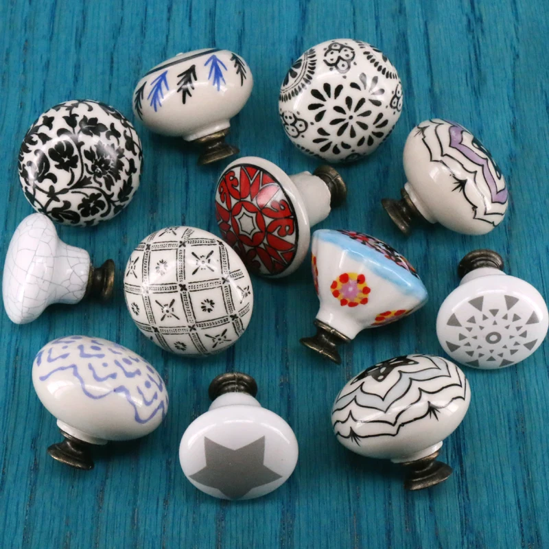 1 шт. винтажные керамические ручки и для дверной ручки|Ручки шкафа| |
