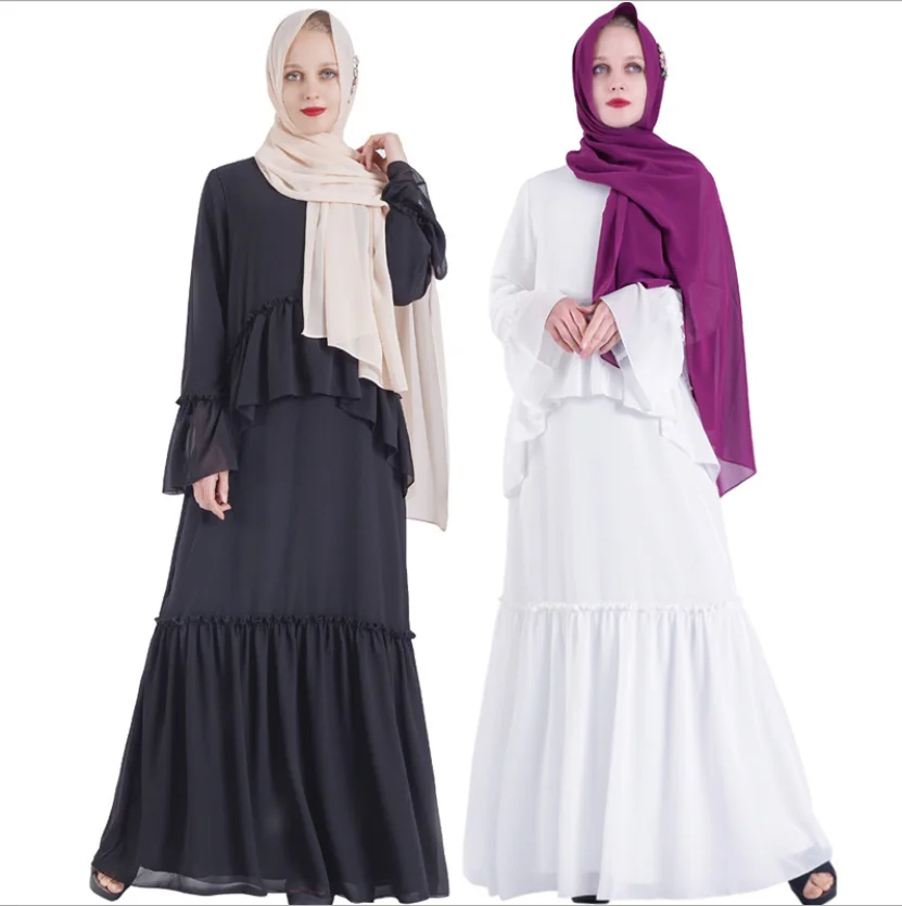 Турецкие Платья Белая шифоновая абайя марокканский кафтан мусалман де режим Абая для женщин арабский халат кабил черный абаи марокканский
