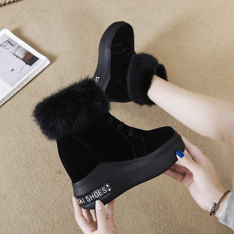 Ботинки на танкетке и платформе Женские ботинки в стиле ретро увеличивающие рост