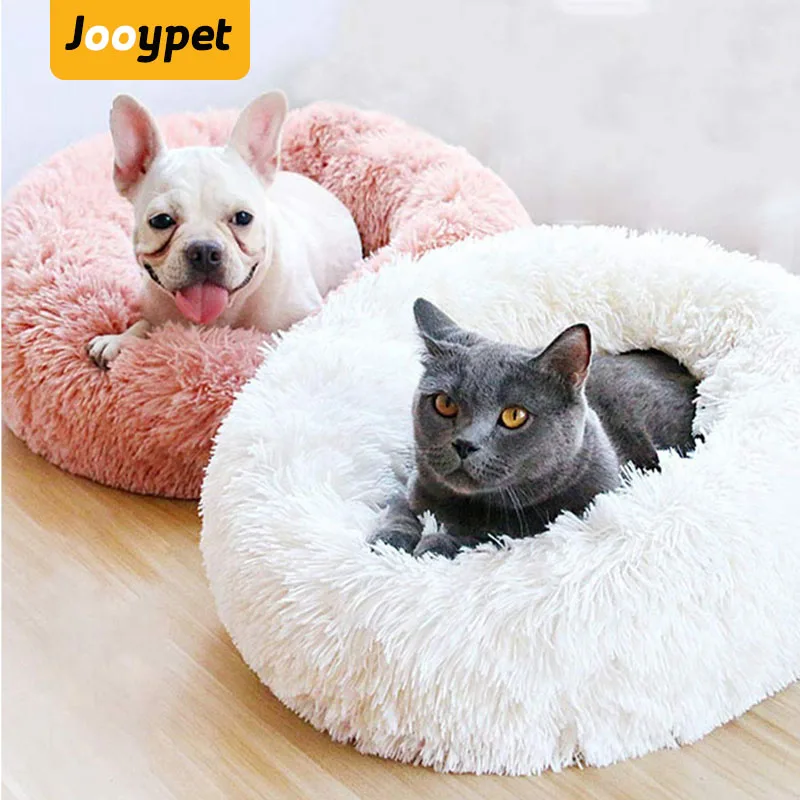 JOOYPET кровать для собак с длинными волосами Удобная пончик обнимашка круглая кровать для собаки ультра мягкая моющаяся кровать для собак и кошек