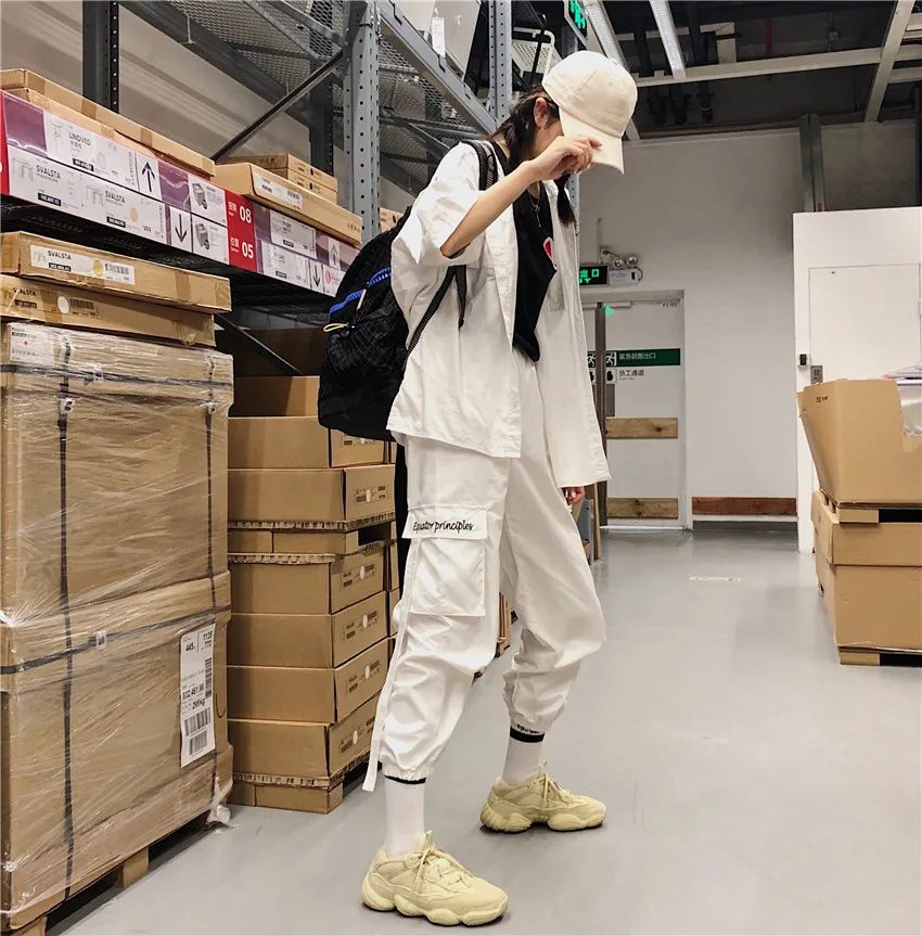 

Sakurada Kawashima Ulzzang корейский Универсальный осенний Новый хип-хоп Свободный Мужской и женский комбинезон с большими карманами повседневные брю...