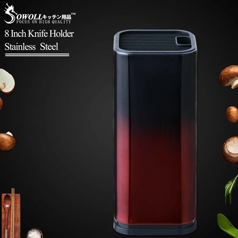 Knifef Holder Style2 Sowoll 8 дюймов подставка для ножей большой черный стальной Держатель ножей большая емкость кухонный инструмент из нержавеющей стали держатель ножей для продажи - Цвет: Knifef Holder Style2