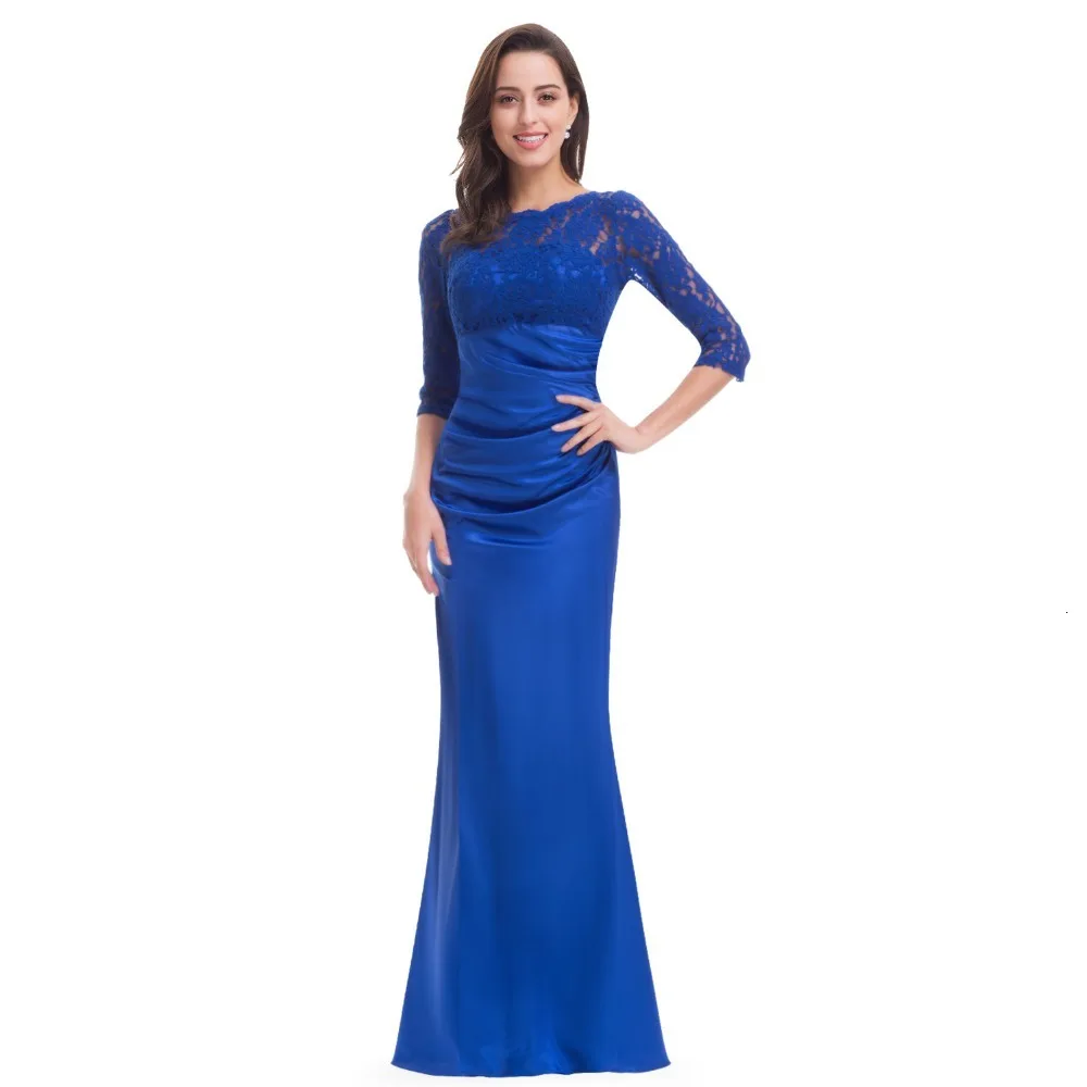 Robe De Soiree Ever Pretty женские элегантные вечерние платья винтажные атласные кружевные вечерние платья с рукавом три четверти