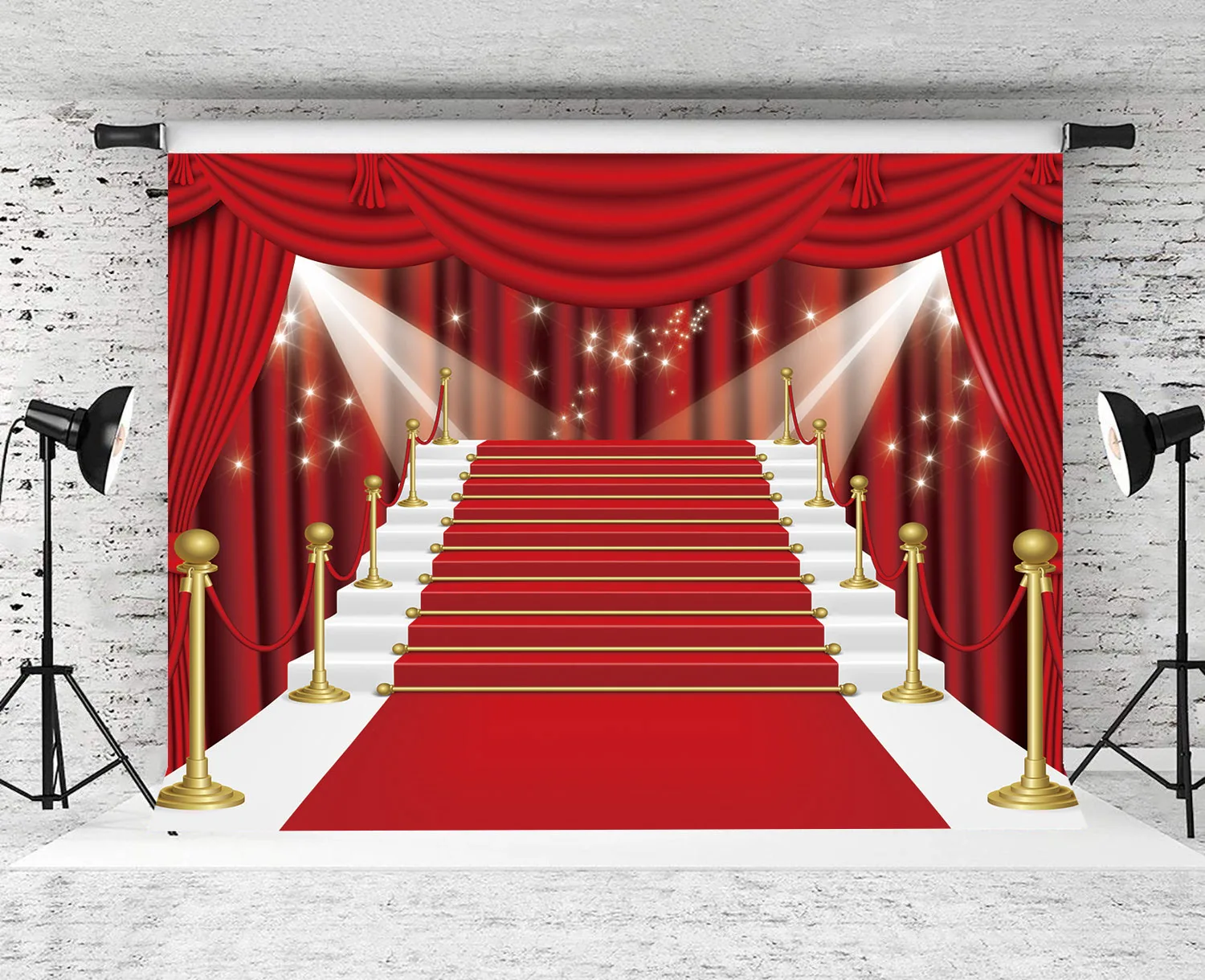 

Stage Theme Background Red Carpet Light Spots Birthday Party Supplies Photography Backdrops For Photo Studio Props