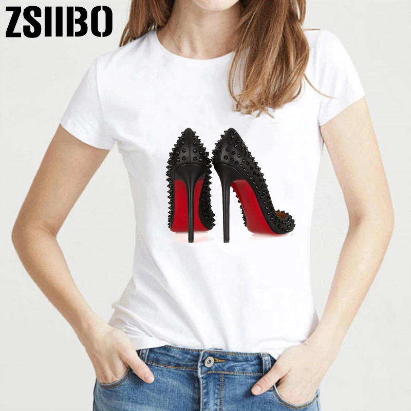 Женская футболка на высоком каблуке с принтом летняя модная смешная в стиле