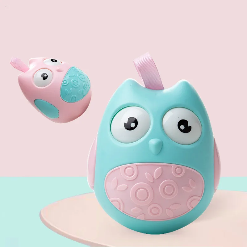 Детские игрушки Младенцы Мультфильм милая сова неваляшка детские развивающие куклы кровать колокольчики коляска музыкальный звук Сова Неваляшка