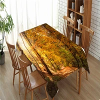 forest tree fall tablecloth party happy retro table cover dinner print decoration polyester table cloth