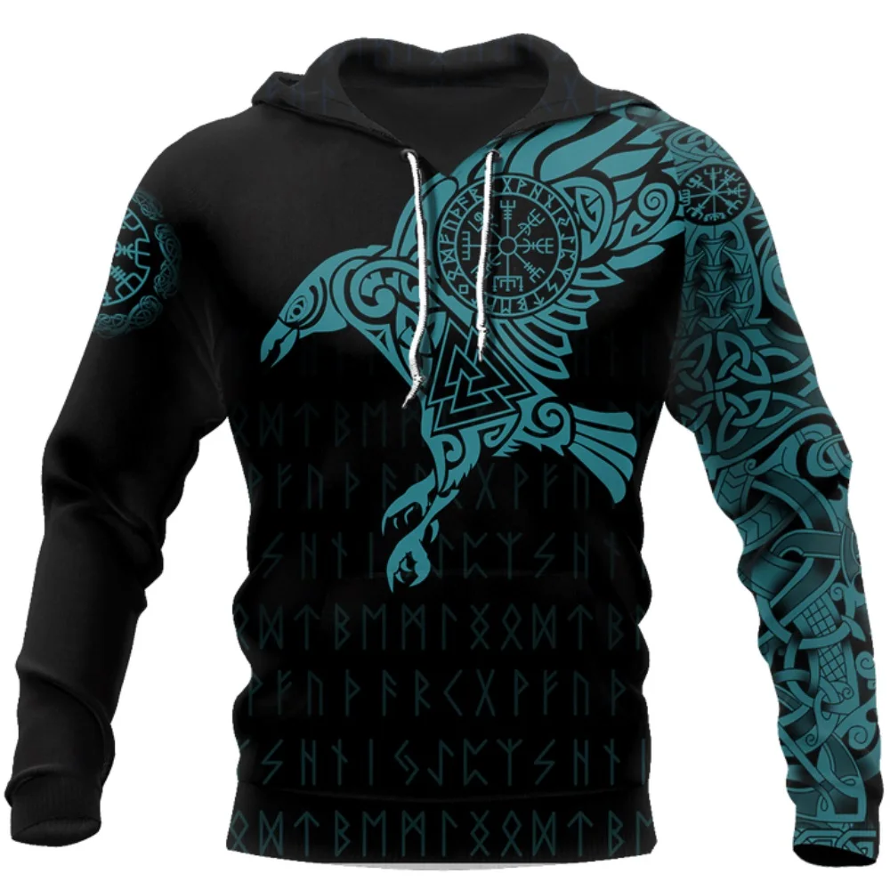 

Viking The Raven of Tattoo 3D Printed Men Hoodies Retro Harajuku Fashion Hooded Sweatshirt Autumn Hoody Casual streetwear hoodie