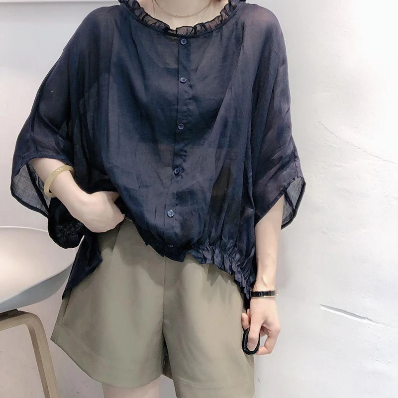 

2020 Summer New Arts Style Women Batwing Sleeve Loose Shirts Vintage Cotton Linen Casual Blouses Big Size Femme Blusas M145