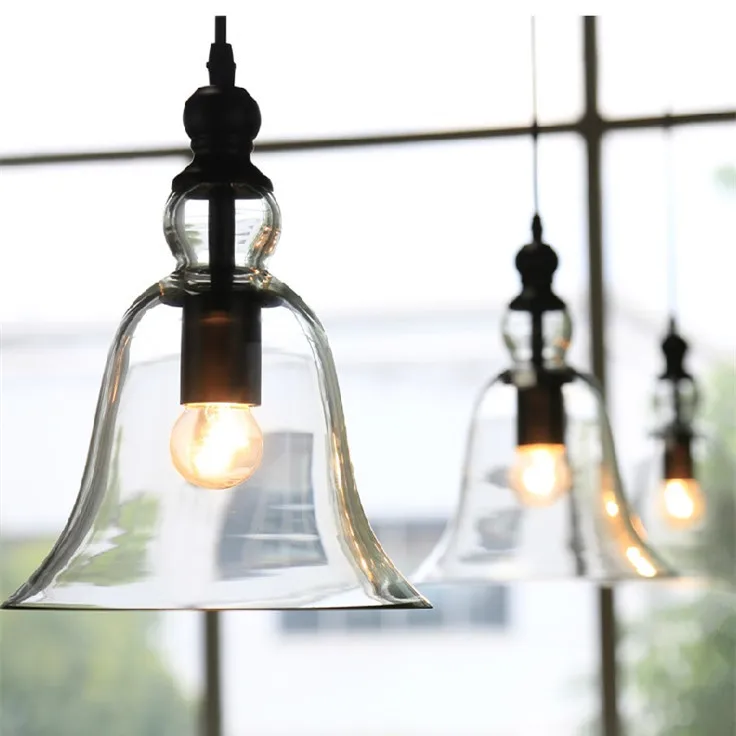 

A Retro Vintage Industrial Style Bell Shape Glass Pendant Ceiling Lamp Light Bedroom Living Room E27 Home Restaurant Cafe