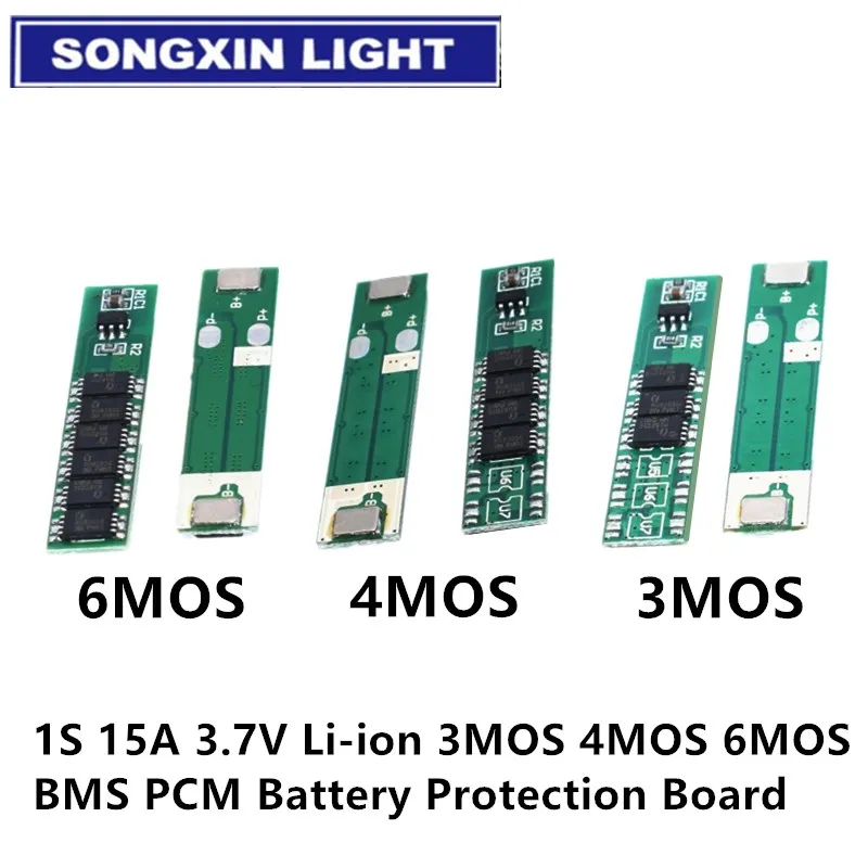 10 шт./лот 1S 15A 3 7 V Li Ion 3MOS 4MOS 6MOS BMS PCM плата защиты батареи для 18650 литиевых