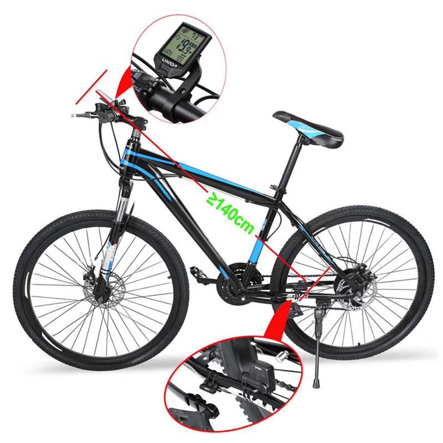 

Wireless Bicycle Computer Bike Computer Multifunctional Rainproof Cycling Computer with Backlight LCD Speedometer For Bicycle