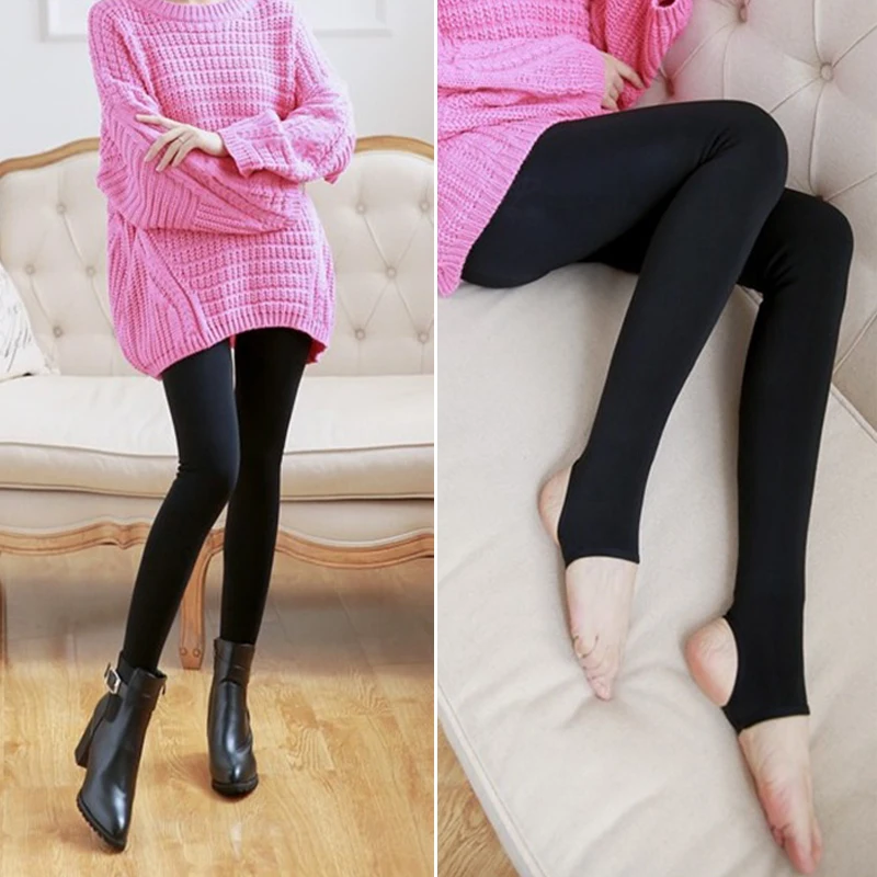 

Women's Fleece Lining Leggings Thicken Elastic Tights Comfortable Breathable One-Piece Pants for Autumn Winter XIN-Shipping