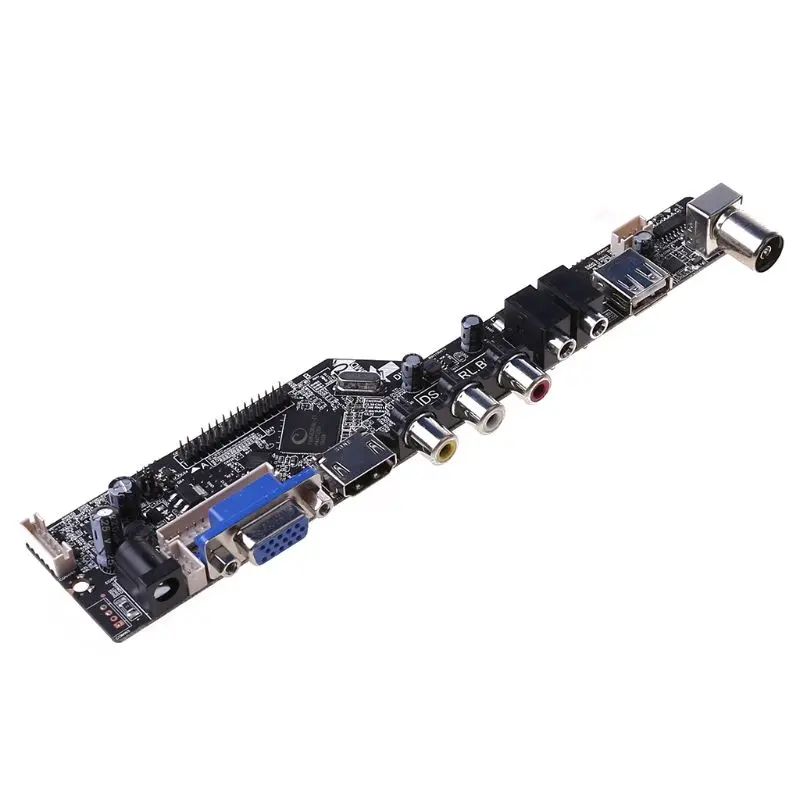V56 Universal LCD TV Controller Driver Board PC/VGA/USB Interface+7 Key Board+LVDs Cable Kit | Электроника